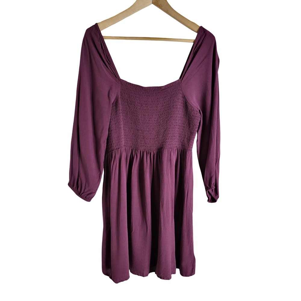 American Eagle Smocked Long Sleeve Mini Dress Purple Sz M Cottagecore Fairycore